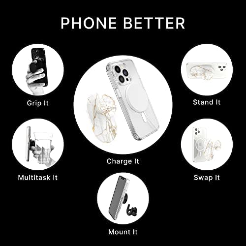 Mag Safe-Compatible Pop Grip with Wireless Charging – Gold Lutz | Enhanced Stability for One-Handed Use, Kickstand Functionality, and Secure Attachment for Ultimate Phone Protection