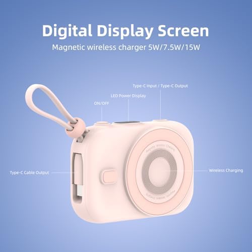 Magnetic Power Bank 10000 m Ah for i Phone – Fast Charging Wireless Charger with LED Display & Type-C Cable – 22.5 W PD Compatible Battery Pack for i Phone 16/15/14/13/12 Series – Sleek, Portable Design for Effortless On-the-Go Charging