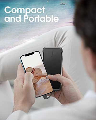 Ultra-Slim Luxtude Portable Charger with Built-in MFi Lightning Cable – 5000 m Ah Power Bank for i Phone 14, 13, 12, 11, 10 | Sleek Metal Black Design for Effortless Charging On-the-Go | Lightweight and Durable Phone Battery Pack for Everyday Use