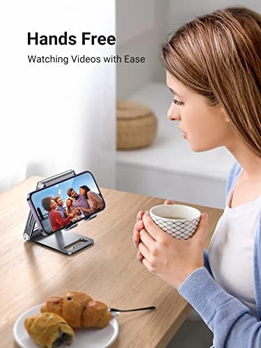 UGREEN Phone Stand for Desk Cell Phone Holder Adjustable Compatible with iPhone 15/14/13/12 Pro Max/11/XS Max/XR/X/8 Plus/Nintendo Switch, Aluminum Metal Desktop Stand Portable, Space Grey – Enhanced Compatibility and Speed