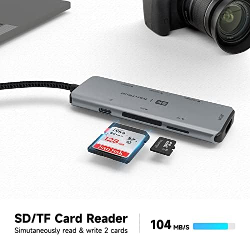 RSHTECH 7-in-1 USB C Hub – Ultimate Multiport Adapter with 8 K HDMI, 10 Gbps USB-C, Dual USB A Ports, 100 W Power Delivery & SD/TF Card Reader – Elevate Your Connectivity and Productivity for Laptops and PCs with Sleek Aluminum Design