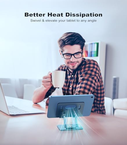 Revolutionary 360-Degree Swivel Tablet Stand – Adjustable, Multi-Functional Holder for i Pad Pro, Air, Mini & More (Sleek Silver) – Experience Unmatched Versatility and Stability for Streaming, Drawing, and Browsing