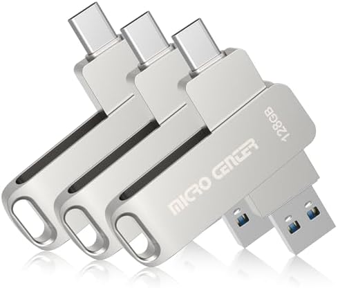 Unleash Your Storage Potential with the Micro Center 128 GB USB 3.2 Dual Drive – Fast 200 MB/s Transfer Speeds for Type-C & OTG Type-A Devices, Perfect for Android, Mac, and More – Sleek Swivel Metal Design for Ultimate Versatility and Durability