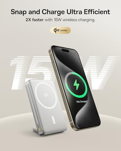 Baseus Magnetic Portable Charger for i Phone – 5,000 m Ah Qi2 Certified Wireless Power Bank with 15 W Mag Safe Compatibility & 20 W USB-C Fast Charging for i Phone 16/15/14/13/12 – Sleek, Lightweight Design for On-the-Go Power Solutions