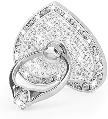 Blingy Heart-Shaped Phone Finger Ring Holder – 360° Rotatable Zinc Alloy Kickstand with Crystals for Secure Grip and Enhanced Style – Washable & Removable Smartphone Accessory for All Devices in Rose Gold