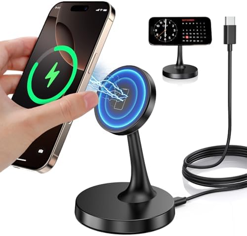 Elevate Your Charging Experience with the 15 W Magnetic Wireless Charger Stand for i Phone 16 Series – Fast Mag-Safe Technology for Seamless Device Compatibility & Secure Power Boosts for Air Pods – Sleek Design with Safety Features for Home & Office Use