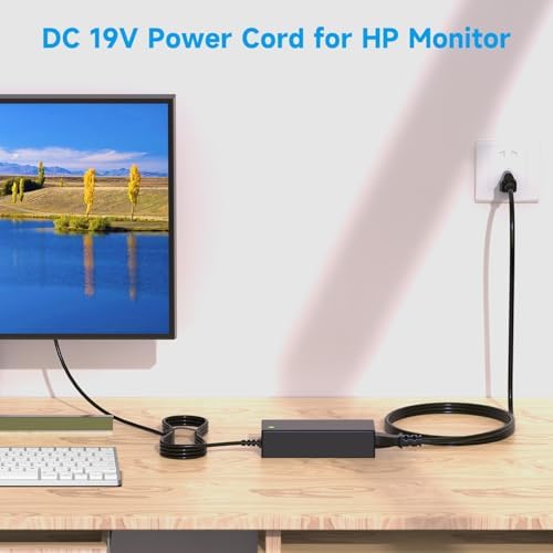 HP 65 W AC Adapter & Monitor Power Cord: Optimal Power Solution for 20″ to 27″ Displays – Enhance Performance with Durable, Lightweight Design for IPS LED Backlit Monitors – Essential Power Supply for Seamless Connectivity and Extended Monitor Lifespan