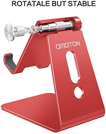 OMOTON Adjustable Cell Phone Stand, C2 Aluminum Desktop Phone Holder Dock Compatible with iPhone 15 14 13 Xs XR 8 Plus 7 6, Samsung Galaxy, Google Pixel, Android Phones – Enhanced Compatibility and Speed