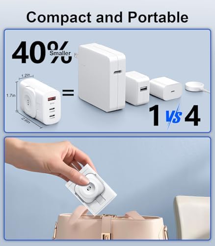 40 W 4-in-1 Fast Charger for i Phone, Apple Watch & Air Pods – Portable Multi-Device Charging Station with Dual USB Wall Block – Ideal Travel Companion for Apple Users – Enhanced Compatibility & Efficient Power Delivery