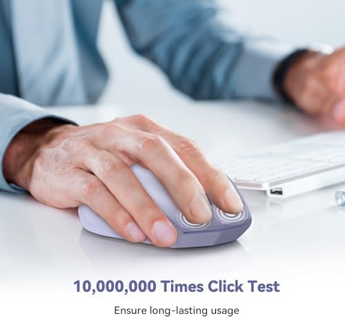 TECKNET Bluetooth Wireless Mouse – Ergonomic 4800 DPI Precision with 6 Adjustable Settings, Long-Lasting 2-Year Battery, and 6 Functional Buttons for Laptops & Windows – Sleek Grey Design for Enhanced Comfort and Productivity