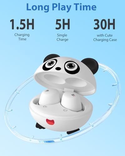 Kids Bluetooth Earbuds with 85 d B Safe Volume – Waterproof Touch Control Headphones for Young Audiophiles | Built-in Mic, Portable Charging Case | Perfect for School, Travel & Home Use | Stylish Fox Design for Boys and Girls, Compatible with Phones, Tablets & Kindles