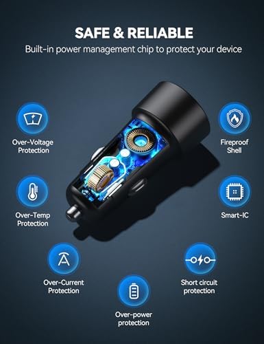TECKNET 48 W Dual-Port USB-C Car Charger – Ultimate Fast Charging Solution for i Phone 16/15/14/13 & Samsung Galaxy – Advanced Power Delivery & Quick Charge 3.0 Technology – Compact & Durable Automotive Accessory for Effortless On-the-Go Power Management – Essential for Road Warriors and Daily Commuters