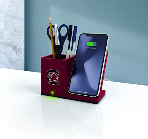 NCAA Unisex Fast Wireless Charging Stand & Desk Organizer – Stylish Multi-Device Charger for Sports Enthusiasts, Efficient Workspace Solution with Built-in Accessory Compartments