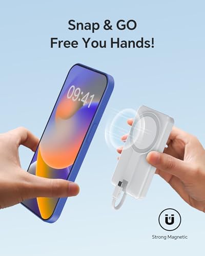 Ultra-Lightweight 10000 m Ah Magnetic Power Bank – USB-C PD 22.5 W Fast Charging Battery Pack for i Phone 16/15 Pro/Plus/Max & Samsung Devices – Compact Travel Charger with Built-in Cable & Advanced Safety Features for Hassle-Free Compatibility
