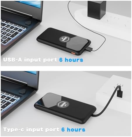 Ultra-Slim 10000 m Ah Power Bank with Integrated Cables – Rapid Charge Portable Charger for i Phone 15/16, Samsung & Android – 4 Device Outputs with Smart LED Display – Lightweight Travel Companion with Advanced Safety Features