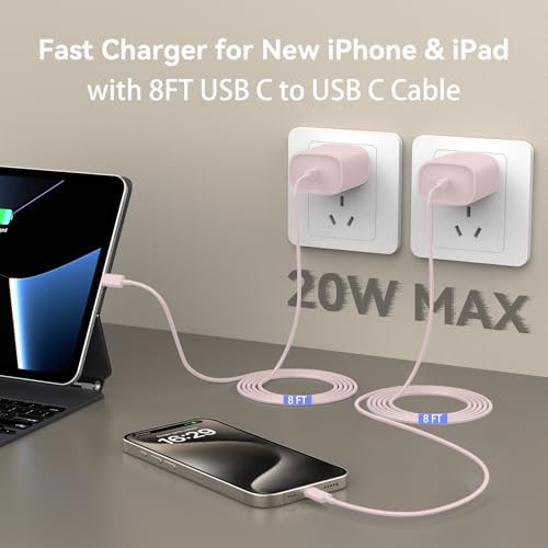 Ultimate 10 FT USB-C Fast Charging Kit for i Phone 16 and 15 – 20 W Power Adapter & Extra Long Cord for Rapid Charging of i Pads and Android Devices – Enhanced Compatibility and Durability for Everyday Use