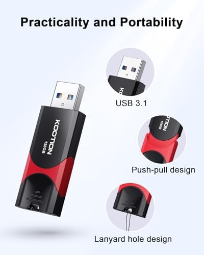 KOOTION 256 GB USB 3.0 Flash Drive – High-Speed Retractable Thumb Drive with Rugged Design and LED Indicator for Reliable Data Storage and Transfer – Ideal Memory Stick for Professionals and Students