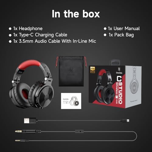 One Odio Studio Pro C Silver Over-Ear Bluetooth Headphones: Immerse Yourself in 110 Hours of Uninterrupted Wireless Audio with High-Performance 50 mm Neodymium Drivers for Rich Deep Bass and Crystal-Clear Sound; Effortlessly Portable Foldable Design Ideal for Travelers, Seamless Compatibility Across PCs, Phones, and Tablets for Ultimate Versatile Listening Experience