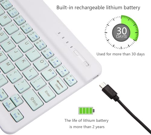 Portable Ultra-Slim Bluetooth Keyboard – Rechargeable Mini Wireless Typing Solution for i Pad, i Phone, Android Tablets and Smartphones – Enhanced Compatibility & Quick Response Keys – Perfect for On-the-Go Productivity