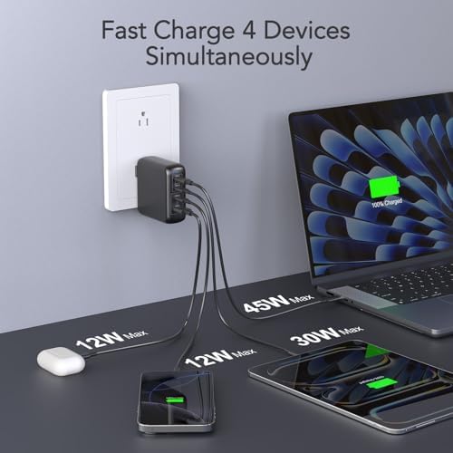 100 W Ultra-Fast 4-in-1 USB-C Multi-Port Charger Hub – Smart Power Solution for Mac Book Pro/Air, i Phone 16/15, Galaxy S24/S23 – Foldable Design with Advanced Safety Features for Optimal Device Performance and Longevity