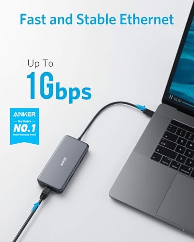 Anker 7-in-1 USB C Hub Adapter – Ultimate Connectivity Solution with 4 K HDMI, 60 W Power Delivery, Gigabit Ethernet, Dual USB 3.0 Ports, and SD/micro SD Readers for Mac Book Pro and More – High-Speed, Durable, and Efficient Accessory for Modern Laptops