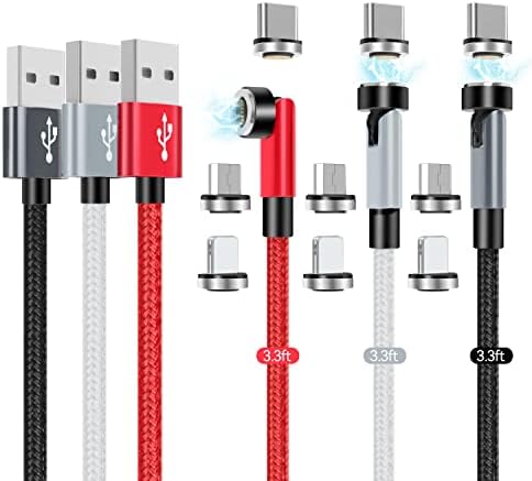 Revolutionize Your Charging with 540° Rotate Magnetic Charging Cables – 6.6 ft, 3-Pack, Universal Compatibility for USB Type C & Micro USB Devices, Fast Charging & 480 Mbps Data Transfer for Effortless Connectivity