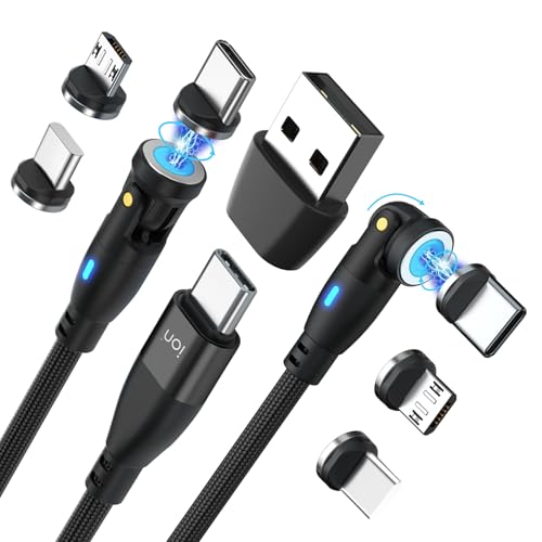 Ultra-Fast 100 W Ion Magnetic Charging Cable – 3 ft USB to USB C Nylon Braided Charger for Android & i OS Devices, Tablets, Switch, and Kindle – Superior Durability, Seamless Data Transfer, Effortless Magnetic Connection – Ultimate Versatility and Speed for Modern Tech Users