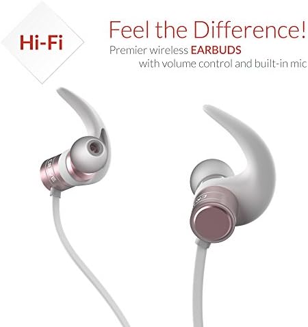 Crave Octane Wireless Bluetooth Earbuds – Premium In-Ear Stereo Headphones with 8-Hour Battery Life, Sweat & Water-Resistant Design, Magnetic Storage, Built-in Mic, Elegant Rose Gold Finish for Active Lifestyles and Seamless Connectivity