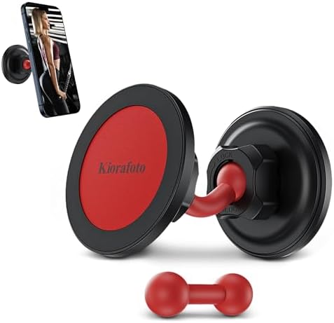 Magnetic Gym Phone Holder for Mag Safe – Ultimate Hands-Free Workout Accessory with Dual Ball Head for Optimal Viewing – Securely Supports i Phone 12 to 16 Pro Max & All Smartphones – Elevate Your Fitness Routine with Seamless Connectivity and Stability