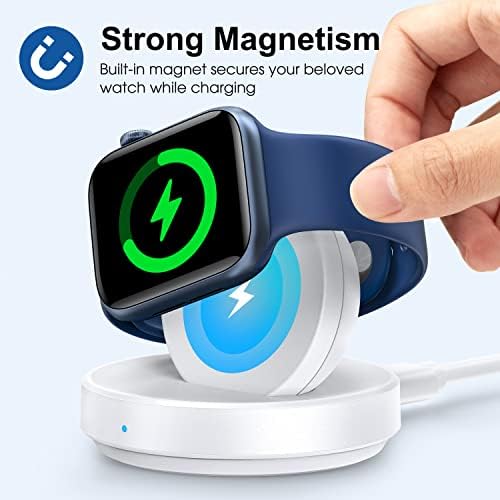 Sleek Sky Blue Portable Magnetic Charging Dock for Apple Watch – Fast Wireless Charger with Nightstand Mode, Compatible with Series 10, 9, 8, 7, SE, 6, 5, 4, 3, 2, Ultra 2 – Travel-Friendly Design with Premium Charging Cable for Effortless Power and Style