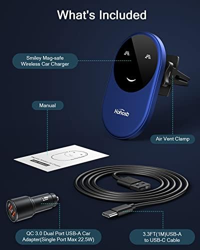 Mag-Safe Wireless Car Charger for i Phone 14/13/12 Series – Fast Auto-Alignment Air Vent Mount with Magnetic Stability, Stylish Blue Design for Effortless Charging on the Go – Essential Car Accessory for Seamless Navigation and Connectivity