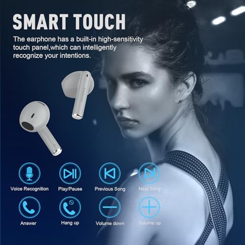 ZIPFORCE Bluetooth 5.3 True Wireless Earbuds with ENC Microphones – IPX6 Waterproof, Lightweight Design, 40-Hour Playtime, Touch Control Headphones for Seamless Audio Experience and Crystal-Clear Calls