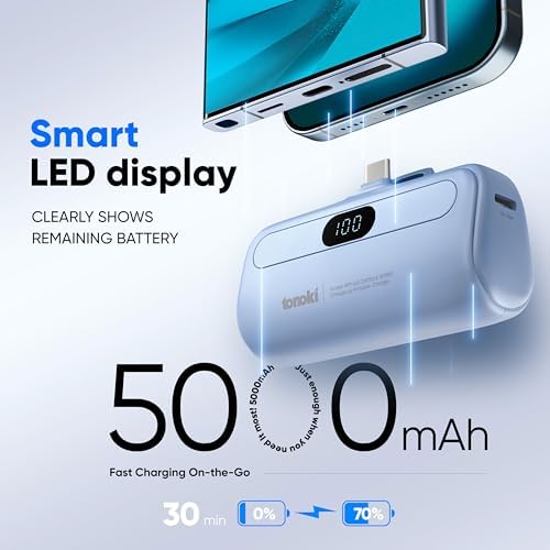 Compact 5000 m Ah Portable Charger for i Phone 15/16 and USB-C Devices – Fast Charging Mini Power Bank in Sleek White – Lightweight On-the-Go Power Bank for Busy Lifestyles – Perfect for Travelers and Professionals