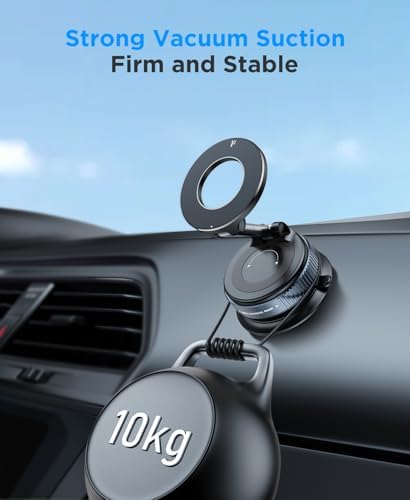 Beeasy for MagSafe Car Mount Upgraded Vacuum Suction Dashboard Phone Holder, 360° Adjustable Foldable Car Mount for iPhone 16e 16 15 14 13 12 Pro Max, Fit for Gym/Smooth Surface, Black – Enhanced Compatibility and Speed