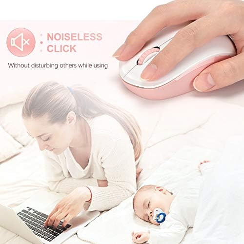 Light Blue Wireless Mouse – Ultra-Quiet 2.4 GHz Noiseless Computer Mouse with USB Receiver for Seamless Windows Experience – Portable, Ergonomic Design for Home, Office, or Travel