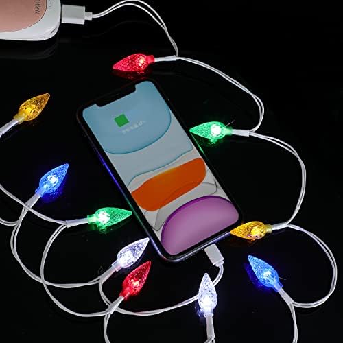 Illuminate Your Holiday Season with LED Christmas Light Phone Charger Cord – USB Charging Cable for i Phone 14/13/12/11 Pro/XS/XS Max/XR/X/8 Plus/8/7 Plus/7/6 s/6/5 s/5 c/5 & i Pads – 10 Multicolored LED Lights for Festive Charging (Black, 2-Pack) – Perfect Holiday Gift for Tech Lovers and Seasonal Decor Enthusiasts!