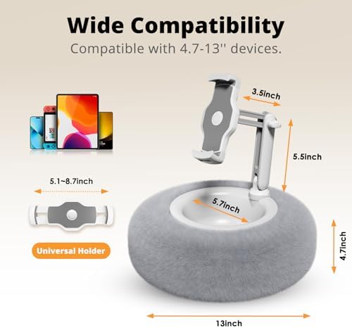 Adjustable Tablet Pillow Stand with Detachable Snack Bowl – Perfect for Kindle, i Pad, and Phones (4.7″-13″) – Hands-Free Streaming and Reading Comfort in Stylish Pink – Ultimate Convenience for Home and On-the-Go