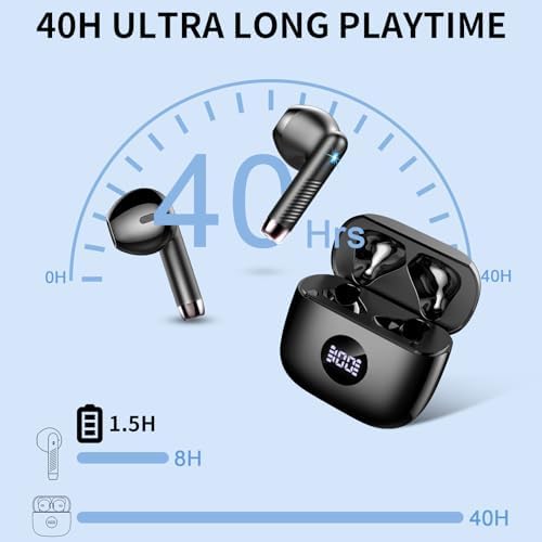 Unleash Premium Sound with Jxrev 2025 Wireless Earbuds – Advanced Bluetooth 5.4 Tech for Effortless Connectivity, Hi-Fi Stereo Audio for Unmatched Clarity, IP7 Waterproof Design for Ultimate Protection, 40-Hour Playtime for All-Day Listening, Enhanced 4-Mic Noise Cancellation for Crystal-Clear Calls, LED Battery Life Indicator for Convenience, Perfect for Active Lifestyles and Daily Use