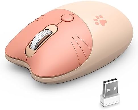 Adorable Pink Cat Wireless Silent Mouse – 2.4 GHz Plug and Play Optical Companion for Laptop & PC – Compact, Noise-Free Design Perfect for Home, Office, and Study Sessions – Cute Cat-Themed USB Nano Receiver Included