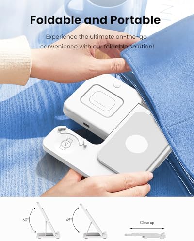 3-in-1 Wireless Charging Station for Apple Devices – Fast Charging Dock for i Phone 15/14/13/12 Pro Max, Apple Watch Series 8/7/SE/6/5/4/3/2, and Samsung Phones – Sleek Multi-Device Charger with Enhanced Safety Features and Compact Design