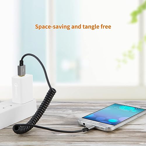 CableCreation Coiled USB C Cable 2Pack, Coiled USB A to USB C Cable for Car Type C Charger Cable for Carplay & Android Auto Compatible with iPhone 16,15, Samsung Galaxy S24 / S23, Pixel, Tablet – Enhanced Compatibility and Speed