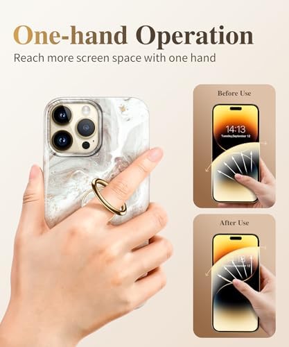 GVIEWIN Stylish Marble Phone Ring Holder with 360° Rotation for Ultimate Grip and Kickstand Functionality – Compatible with i Phone 16 Pro Max, 15 Plus, 14, 13, 12 Series & Galaxy S25/S24 Ultra – Elegant Flowing Sakura Design for Enhanced Safety and Usability