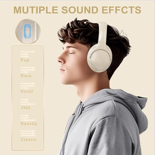 MIDOLA Hi-Fi Bluetooth Over-Ear Headphones – 68-Hour Playtime, Foldable Design for Ultimate Portability, Deep Bass with 6 Custom EQ Modes, Integrated Microphone for Crystal Clear Calls – Perfect for Travel and Home Office Use