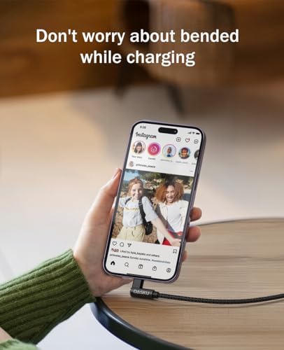 Dasku 3 FT 90-Degree USB C to Lightning Charging Cable – Fast 20 W Nylon Braided Cord for i Phone 14/13/Pro/12/Max/11/XS/XR/8/Plus – Ultimate Durability & Efficient Data Sync for Tight Spaces