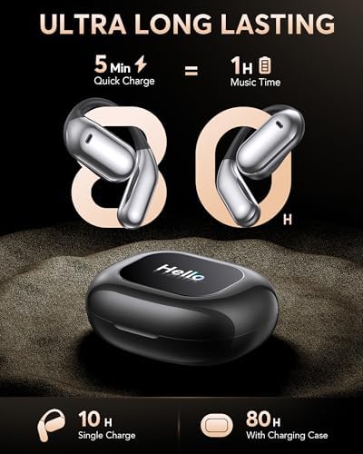 EUQQ Ultra Open-Ear Bluetooth Earbuds – Innovative Bone Conduction Sports Headphones for Unmatched Comfort and Awareness During Fitness, Running, and Workouts – Charcoal – Long Battery Life with Effortless Device Compatibility and Secure Fit