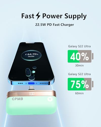Compact 5,000 m Ah Portable Charger with 22.5 W Fast Charging – Sleek Power Bank with Digital Display for i Phone 16/15, Samsung, LG, Google & More – Ultimate Compatibility for On-the-Go Power Solutions