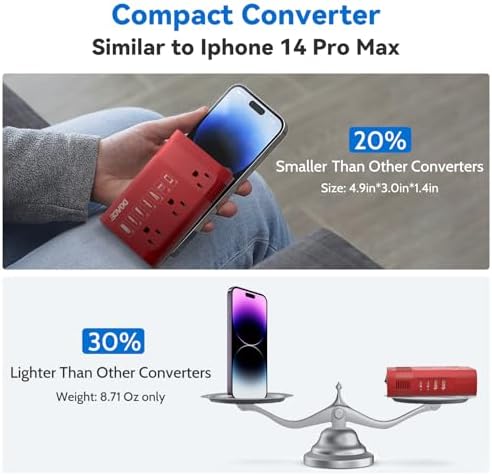 Universal DOACE 350 W Voltage Converter: Seamless 220 V to 110 V Power Transformer with Integrated Travel Plug Adapter – Optimized for Hair Tools, Laptops, and Mobile Devices with Fast Charging and Global Compatibility