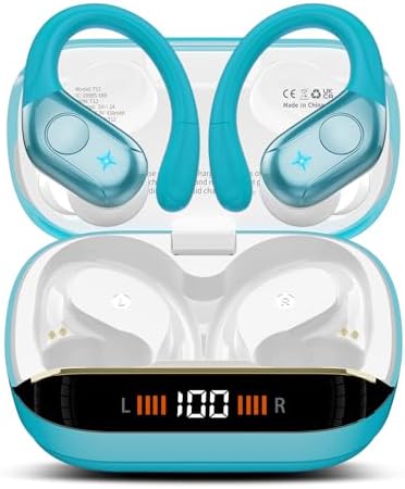 Ultimate Bluetooth 5.4 Sports Earbuds: 75-Hour Playtime, IP7 Waterproof, Deep Bass Sound, and Ergonomic Comfort for Active Lifestyles – Perfect for Runners and Gym Goers with LED Battery Indicator for Effortless Monitoring