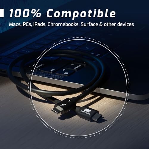 OWC Thunderbolt 4 Cable – 2.0 Meter (6.56 ft.) – Ultra-Fast 40 Gb/s Data Transfer & 100 W Power Delivery – Thunderbolt Certified, Compatible with Thunderbolt 4, 3, USB-C & USB4 Devices – Sleek Black Design for Enhanced Connectivity & Reliability