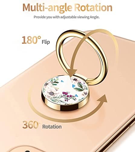 Blue Butterfly Marble Pattern Cell Phone Ring Stand – 360° Rotating Finger Holder for Secure Grip and Versatile Kickstand, Compatible with All Smartphones Including i Phone and Samsung Galaxy, Perfect for Magnetic Car Mounts